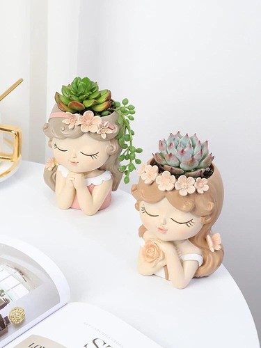 Flower Girl Pot Fairy Garden Ornament Resin Succulents Plants Small Art Figurine - Picture 5 of 28