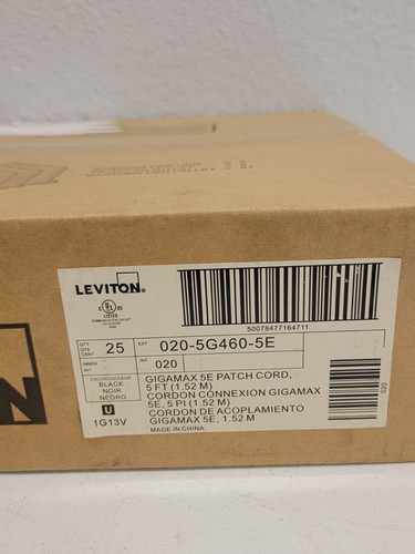 Leviton- Qty 25 Black GIGAMAX 5E 110 Patch Cord 5FT - 第 7/13 張圖片