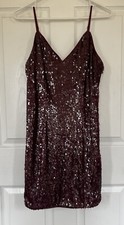 Forever 21 Sequin Burgundy Small Mini Dress Side Zip,Lined,AdjustableStraps NWOT