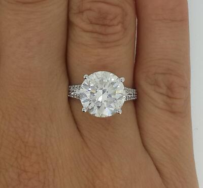 3.5 Ct Pave 4 Prong Round Cut Diamond Engagement Ring VS2 H White Gold