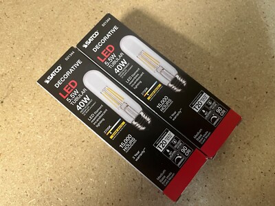 2 Pack Satco S21344 LED Filament 120V 5.5W =40W T10 Medium E26 Warm White C08