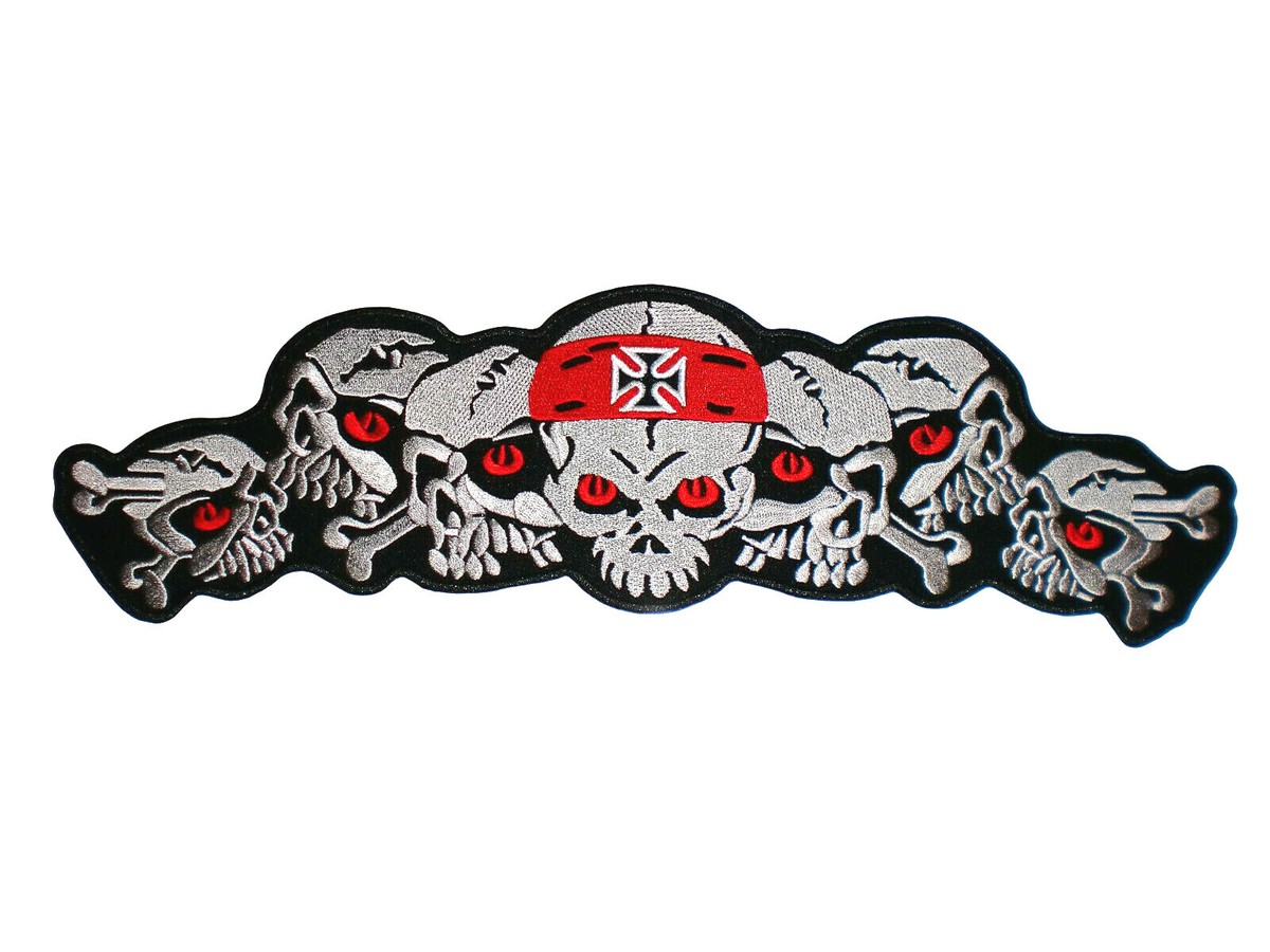 LARGE Skull Bones Iron Cross Jacket Vest Biker Back Patch Rider