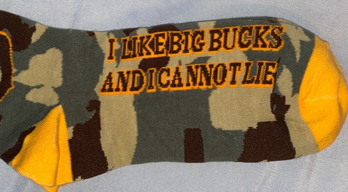 Lustige Erwachsene Einheitsgröße Camouflage * Ich mag Big Bucks * Grafik Crew-Socken * Neu mit Etikett * Einheitsgröße - Bild 2 von 4