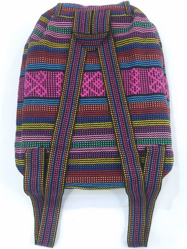 RASTA Bag Beach Hippie Baja Ethnic Multicolors Wide Backpack Made in Mexico - Picture 17 of 29