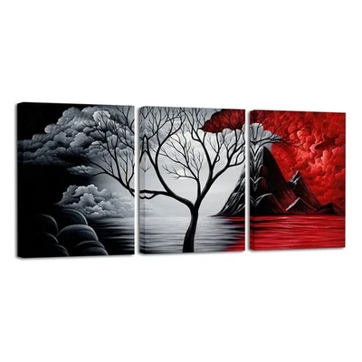 Wieco Art 3 Panels The Cloud Tree Gallery Wrapped 12x16inchx3pcs, Multi - Image 1 of 4