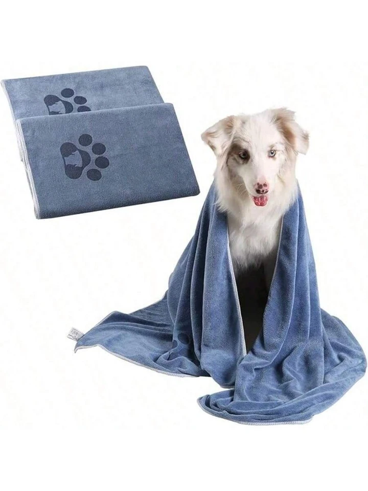 GRANDES 35" Toallas de microfibra para perros para secar perros súper absorbentes suaves aseo de mascotas Foto 3 de 4
