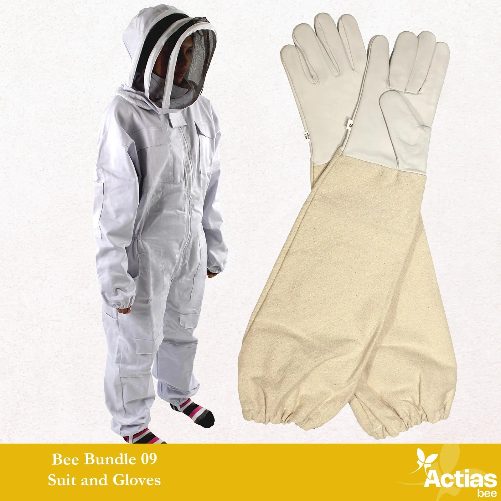 Actiasbee Beekeeping Suit and Leather Gloves Bundle