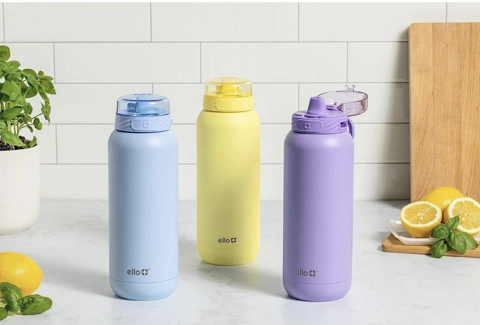 Бутылка для воды Ello 32 унции винт тип Pop верх/солома лимонад желтый - Изображение 4 из 4