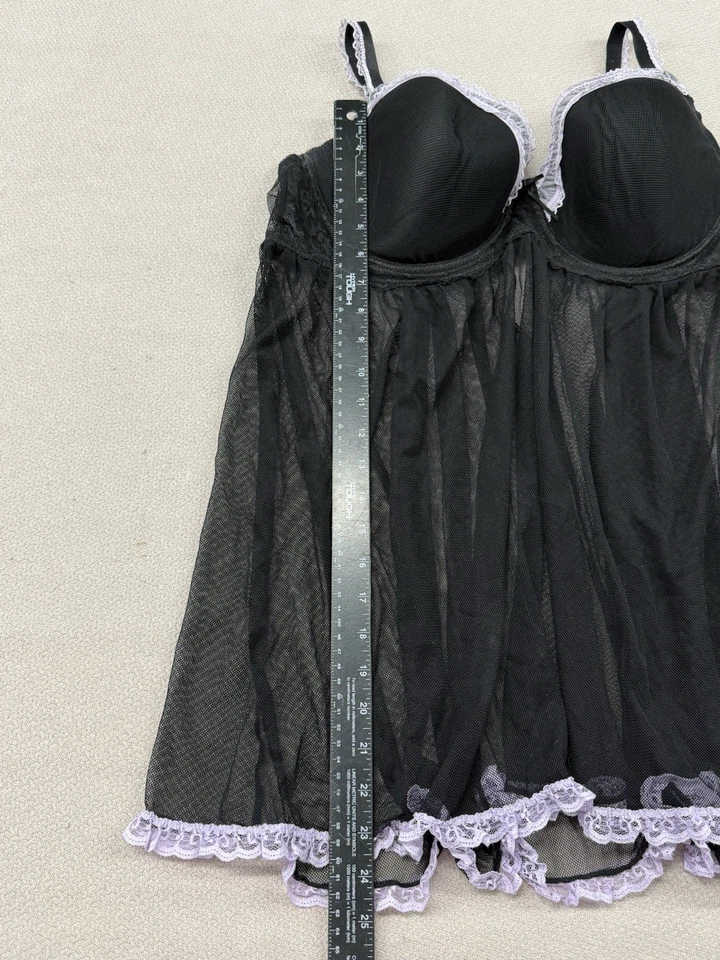 Torrid Lace Sheer Babydoll Lingerie Dress Padded Size 3 Purple Black - Image 3 of 4