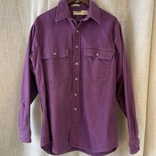 VTG 90  s St Johns Bay Heavyweight Purple Chamois Cloth Button Down Shirt LT Mens