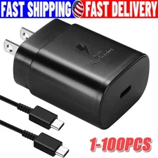25w Type USB-C Fast Wall Charger+6FT Cable For Samsung Galaxy S20 S21 5G lot US