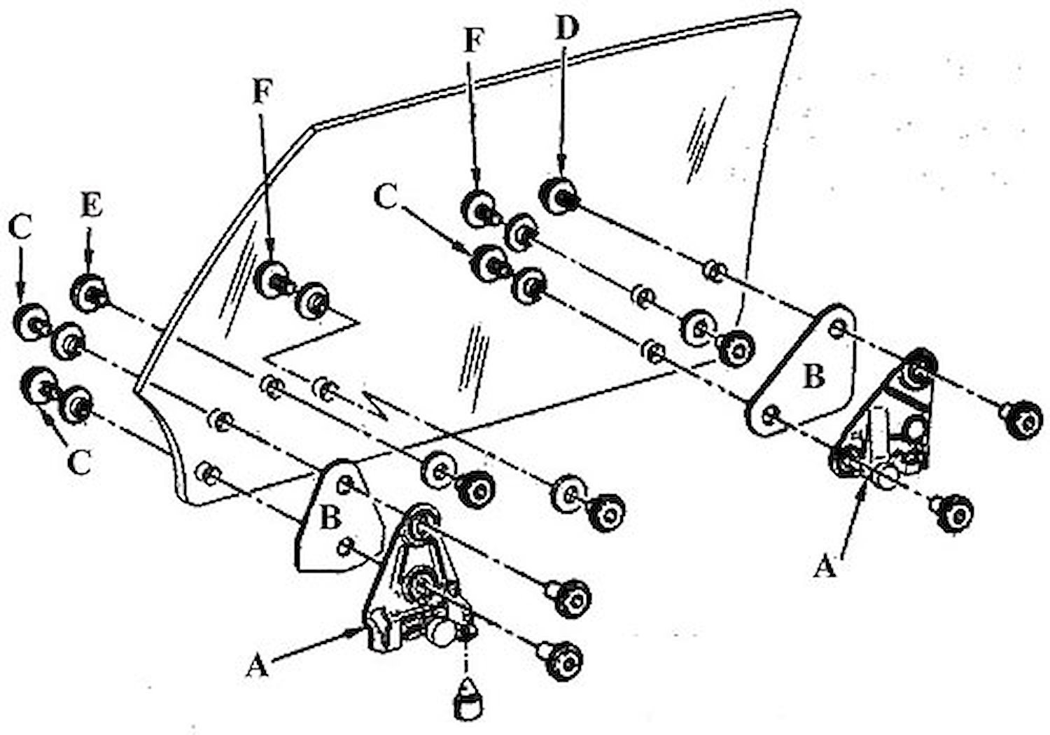 Auto Metal Direct W-050 68-69 F Front Door Glass Mounting Kit