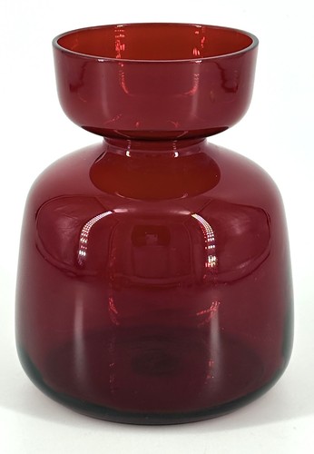 Vintage Kastrup HOLMEGAARD Danish MCM Red GLASS Candle Lamp Base -- Vase - Picture 2 of 8