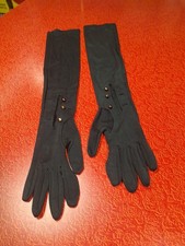 True VTG Mid-century 1950s 1960s Black 21" Long Evening Gloves Mod MCM Small