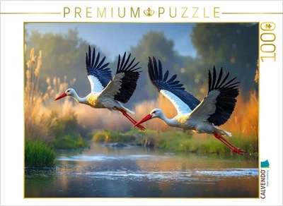 CALVENDO Puzzle Zwei Störche ziehen elegant ihre Kreise über dem glitzernden See