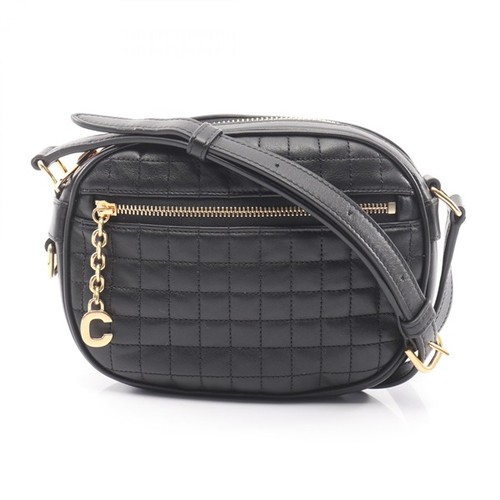 Celine C-Se Charmed Small Leather Shoulder Bag Black Used Authentic