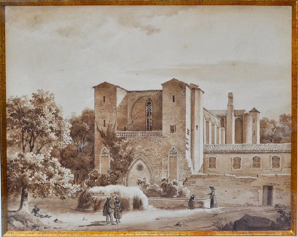 Abbaye de Valmagne - Dessin Lavis à l'Encre - Début XIXème siècle - Photo 2/4