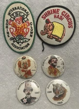 Vtg. Lot Of Patches & Buttons From Hadi Shrine Circus In Evansville IN 1980s