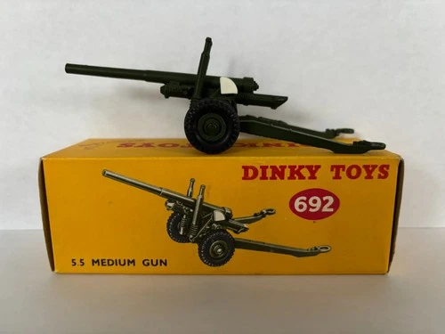 Vintage Dinky Toys 692 5.5 Medium Gun w/ Original Box British Military