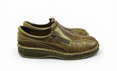 Studio Works Brown Leather Loafers Womens Size 8 Y2K 90s Platform Slip On 1
