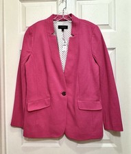 Talbots Easy Knit Twill Blazer Pink Size 12 NWT 1 Button Professional Lined