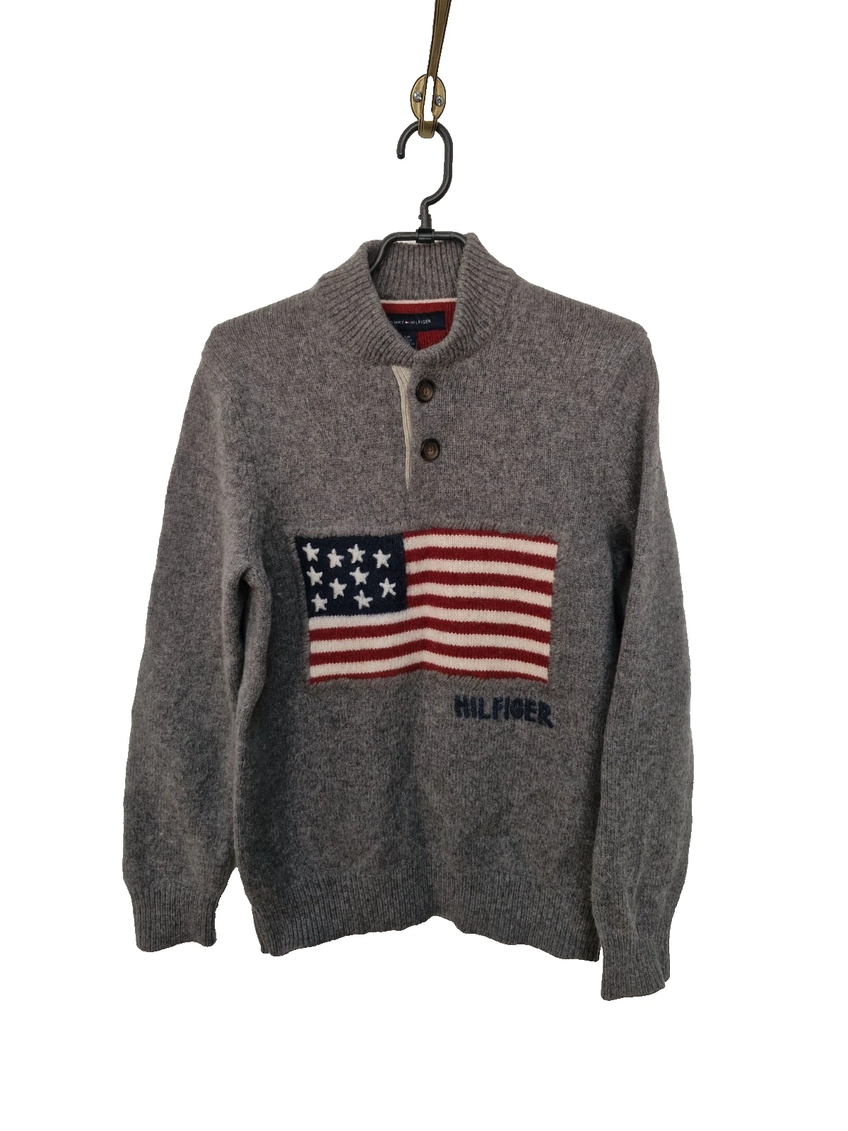 Tommy Hilfiger Grey Wool Sweater Jumper Pullover Men Size: S