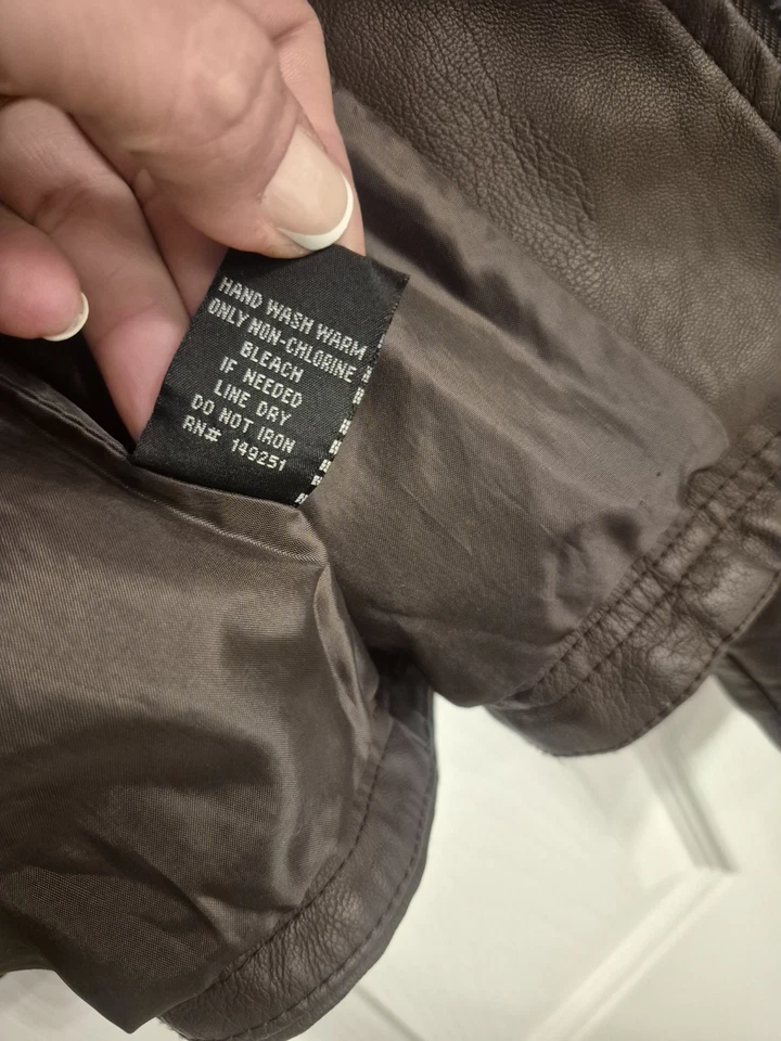 Baccini Ladies Brown Leather Jacket Size Large - Image 4 of 4