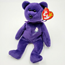 TY Beanie Baby 1997 PRINCESS DIANA Purple Bear Plush Toy Retired PVC No Space