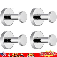 304 Stainless Steel Towel Hooks Wall Mount Functional Bath Robe Hook 4 Pack New