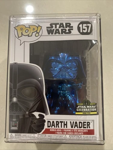 Funko Pop Star Wars 157 Darth Vader Chrome Blue 2019 Galactic Convention Cased