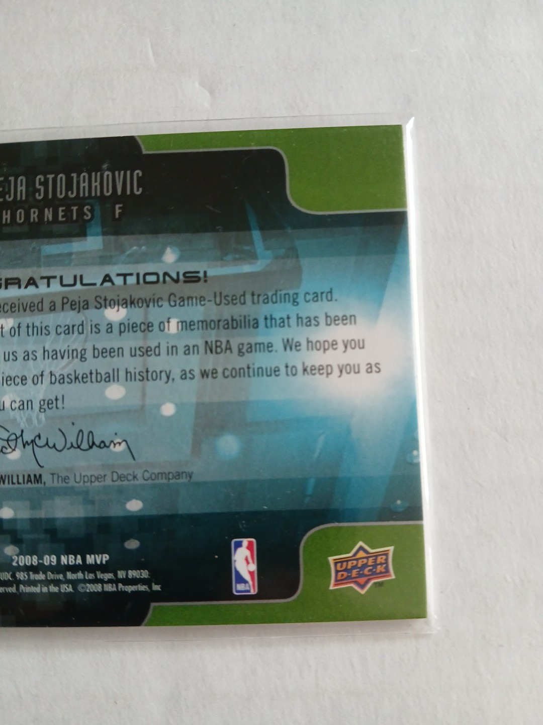 Game Used Memorabilia Jersey Card Peja Stojakovic 2008-09 #GN-PS Upper Deck MVP view 8