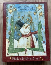 11 Lang Photo Insert Christmas Cards in Box - Snowman -  Card Size 6 1/2” x 5”