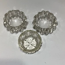3 Mismatched Vintage Cut Crystal Glass Salt Cellars Dips Dishes Lot EUC