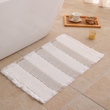 Waffle Bath Mat Non Slip, Boho Bathroom Rug, Super Absorbent Quick Dry Bathro...