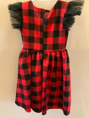 Trish scully red plaid Girl dress with black ruffles size 8 Christmas Holidays - Picture 4 of 12