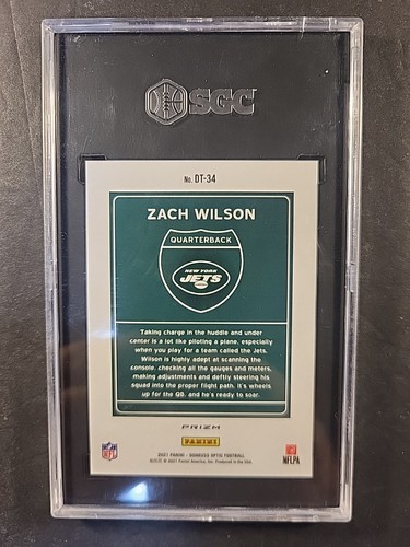 Zach Wilson 2021 Donruss Optic Downtown RC SGC 9,5 JETS - Imagen 2 de 2