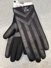 Isotoner Men's  Woven Fleece Stretch Glove with Appliques Size Large