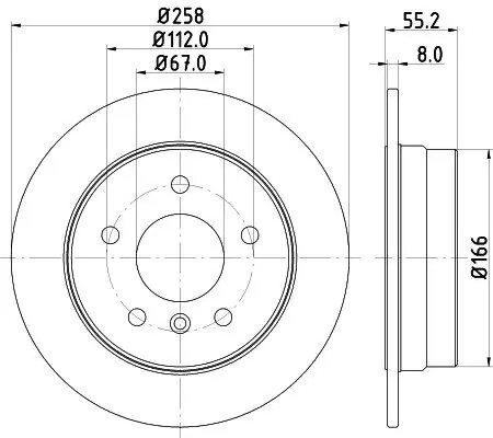 2 Dischi Freno Pieni HELLA Ø 67 mm 8 mm Coated per MB VANEO - Immagine 2