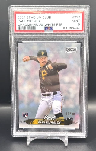 2024 Topps Stadium Club Paul Skenes Pearl White Rookie Refactor #237 8/30 PSA 9
