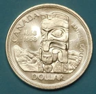 1958 Canadian Canada Silver Dollar - Totem Pole
