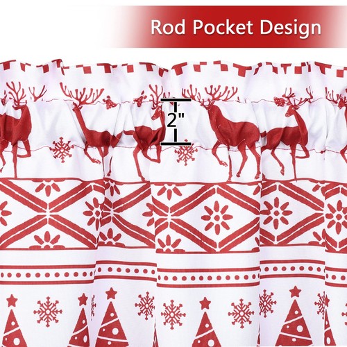 Kitchen Curtains for Bathroom, Christmas Tree and Deer Pattern Small Tier Cur... - Picture 3 of 7