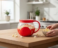 Ecolution Micro-Pop/ Microwave Popcorn Popper /1.5 Qt Temperature Safe Glass Red