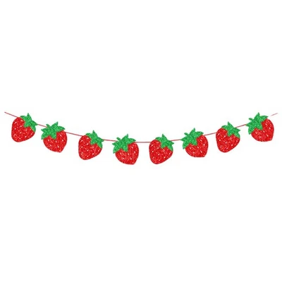 Décoration Fete Bannière En Papier Fraise Bannières D'anniversaire Aux Fraises - Photo 1/4