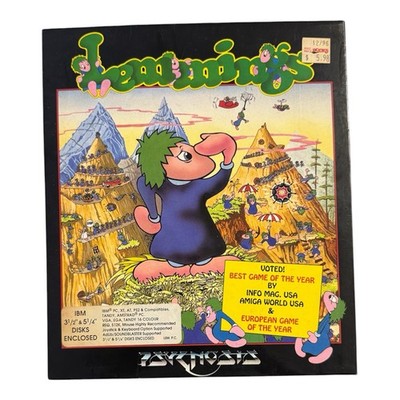 Vintage 1991 Amiga PC Game Lemmings Psygnosis Disks Manual Registration Card