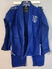 Sanabul Gi Sz A0 Brazilian Jiu Jitsu Blue Gray  2 Pcs Set W Bonus Gloves EUC 