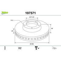 Valeo 197571 Bremsscheibe FüR Citroen C4 Spacetourer Grand C4 C4 3A 3E 3D