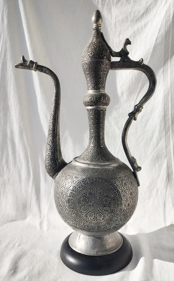 Large 18th/19th C. Afghan AFTABA Ewer from HERAT - Indo-Persian Metalwork - Image 2 of 4