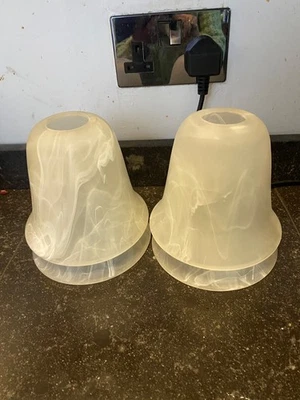 Four glass light shades for ceiling pendant - Image 1 of 4