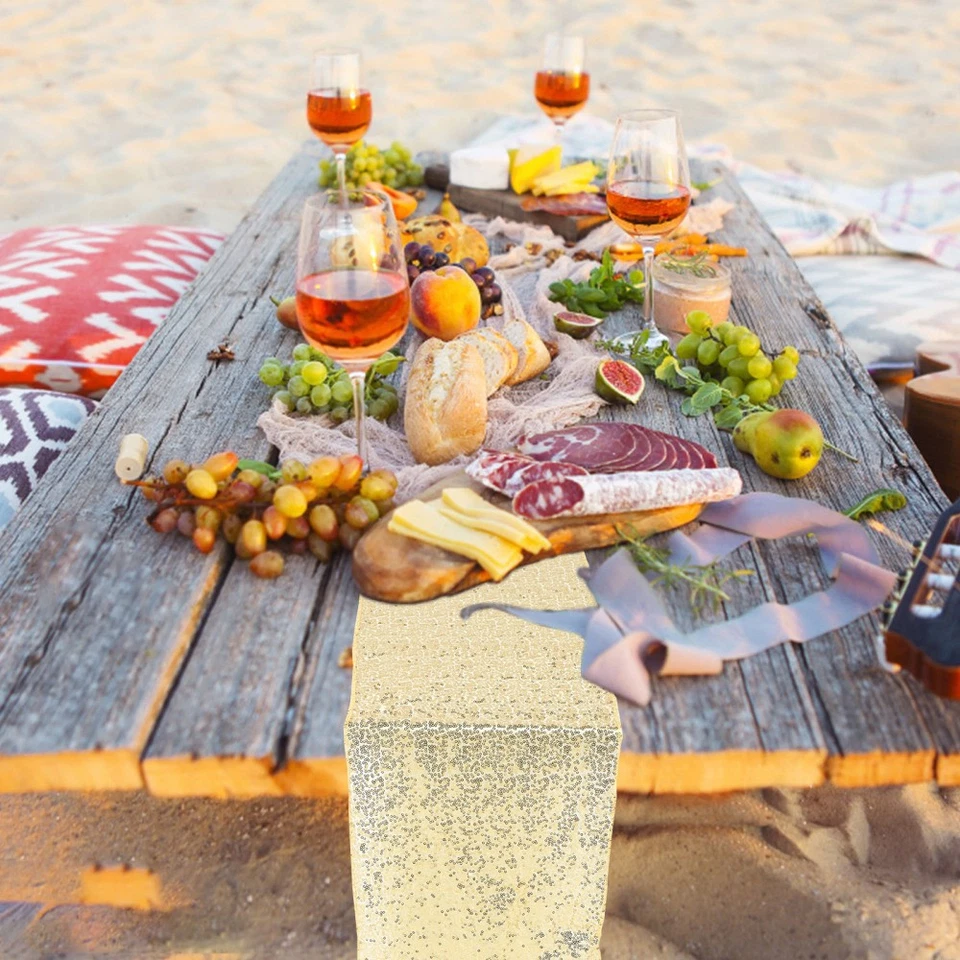 Golden Sequin Table Flag Glitter Decorative Tablecloth - Image 2 of 4