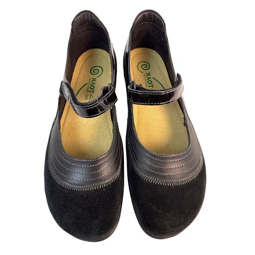 Naot Kirei Mary Jane Shoes Women's US8-8.5 EU39 Black Suede Adjustable Strap - Picture 2 of 13